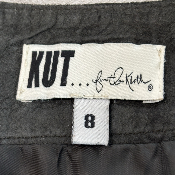 Kut From The Kloth Womens Boho Rocker Suede Leather Mini Skirt Size 8 Charcoal - Picture 3 of 9